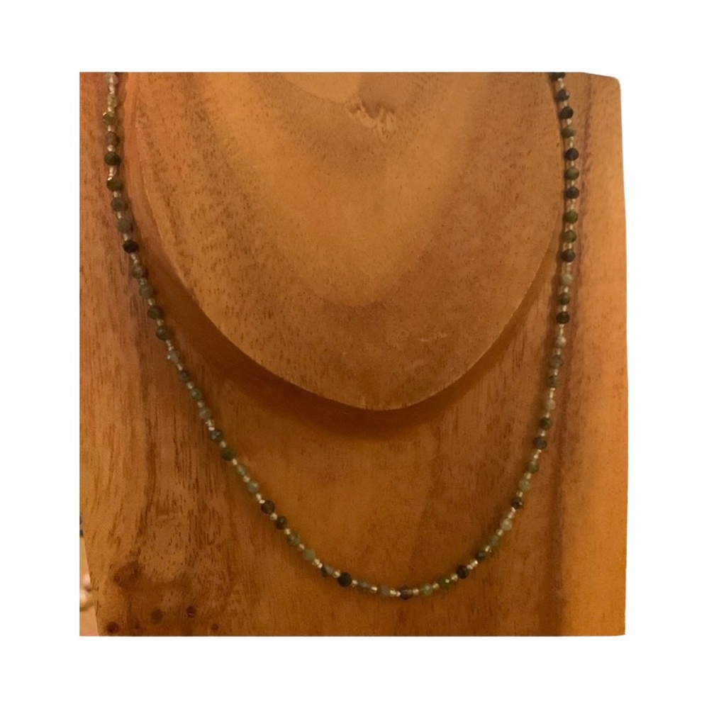 Hand Knotted Green Tourmaline Necklace.  18” with 1” extender.
